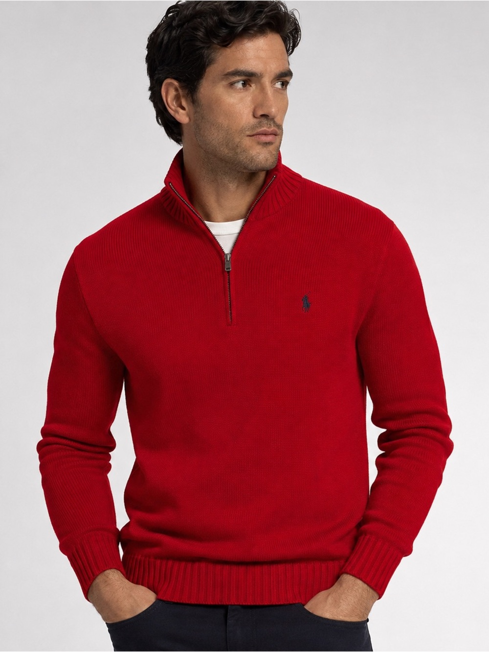 Ralph Lauren Men’s Red Zip-Neck Knit Sweater Med